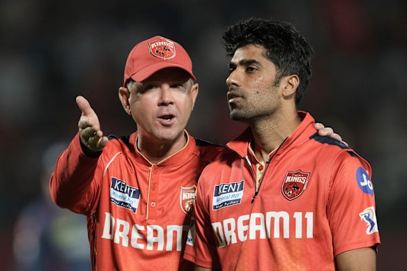 Australian Ricky Ponting (left) coaching Punjab Kings this IPL season.