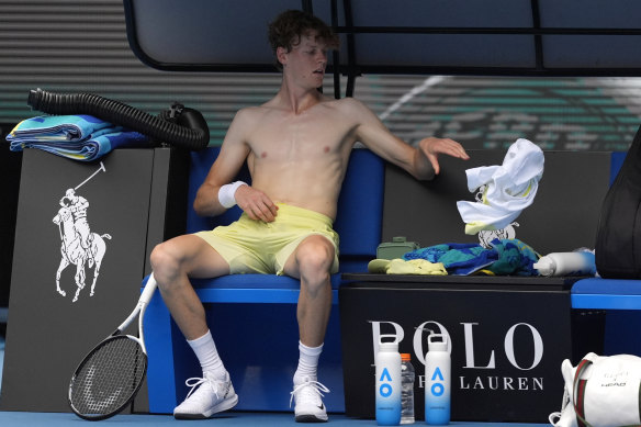 Jannik Sinner looked like he might have to retire midway through his match against Holger Rune, but he hung on to win.