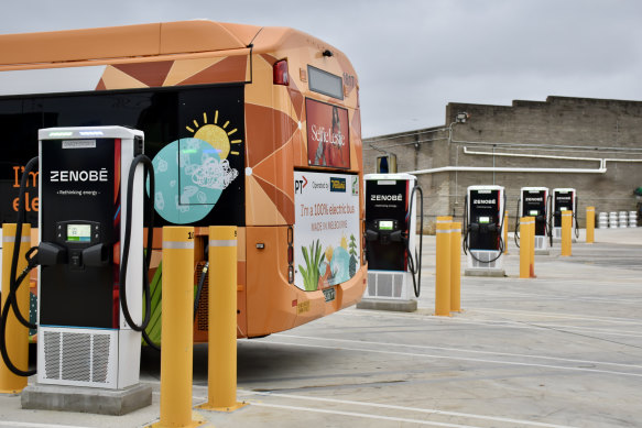 In Victoria, Ventura’s Ivanhoe depot has been converted to accommodate the state’s largest fleet of zero-emissions buses.