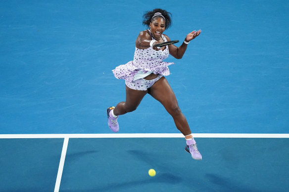 Serena Williams slams a shot back at Tamara Zidansek.