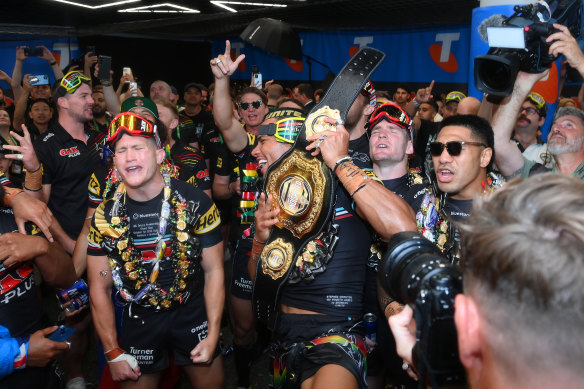 Stephen Crichton with the undisputed championship belt on Sunday night