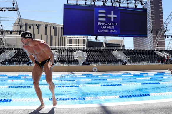 James Magnussen at the Enhanced Games pool in Las Vegas.