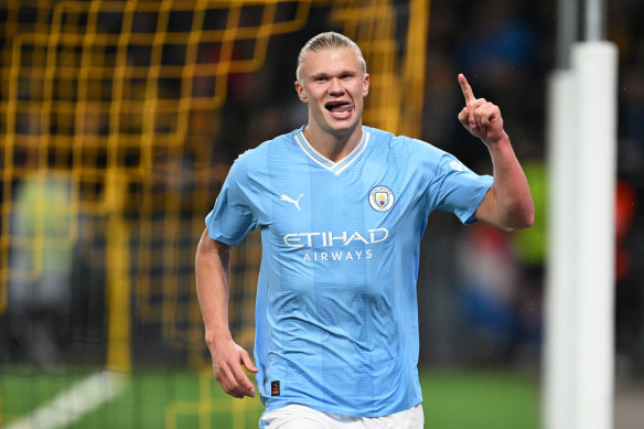Erling Haaland broke his Champions League scoring drought in style with a second-half double for City.