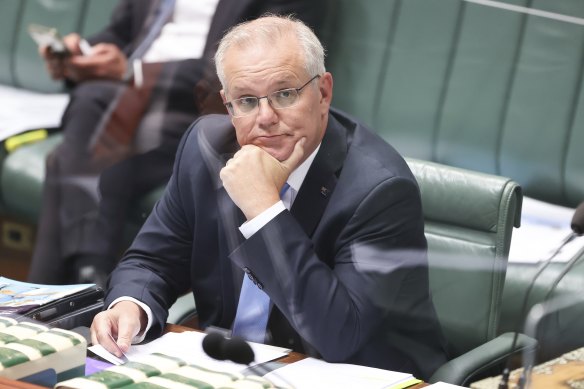 Prime Minister Scott Morrison in question time on Wednesday.