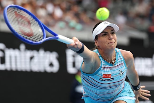 Ajla Tomljanovic in her match on Monday night.