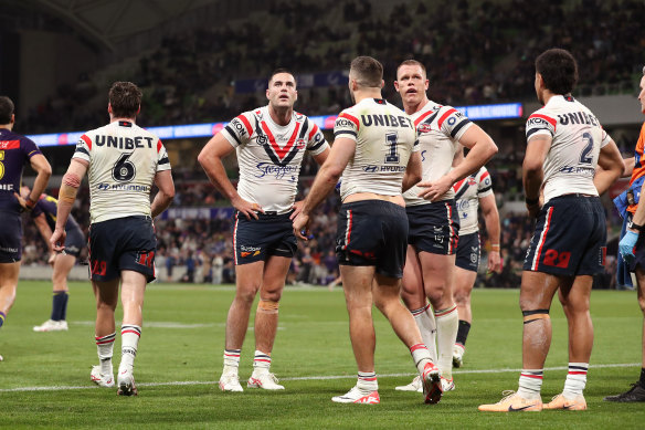 The Roosters take a breather after losing to Melbourne.