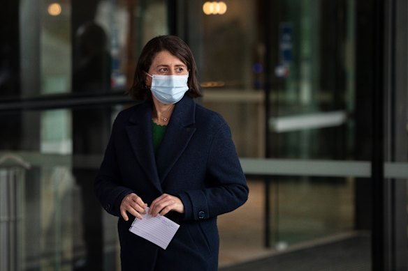 Premier Gladys Berejiklian at Friday’s update on the COVID-19 situation in NSW.