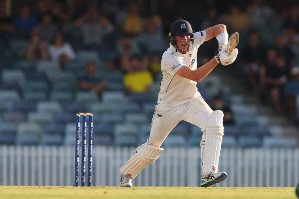 Will Sutherland in action for Victoria on Saturday. 