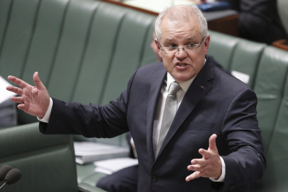 Prime Minister Scott Morrison during question time.