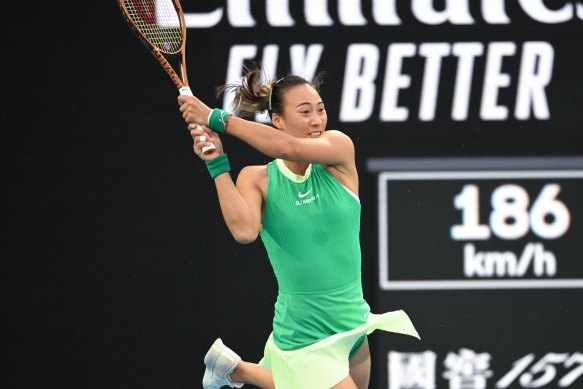 Zheng Qinwen was overawed by Aryna Sabalenka tonight.