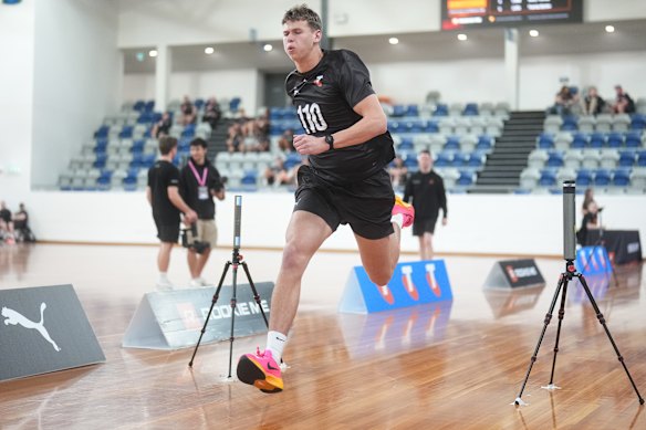 Top prospect Cooper Duff-Tytler being put through his paces at the draft combine.