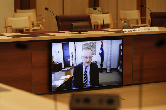 Reserve Bank governor Philip Lowe during a Senate select committee hearing.