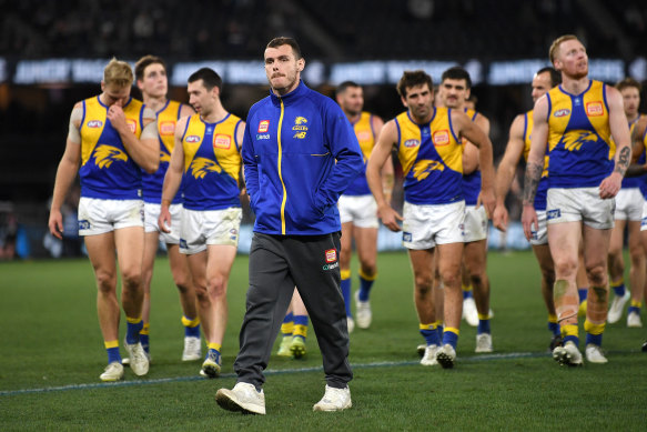 Luke Shuey was injured during West Coast’s latest outing against Carlton.
