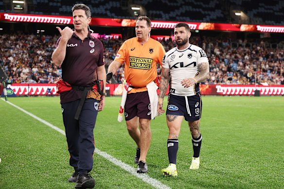 Adam Reynolds leaves the field injured earlier this year.