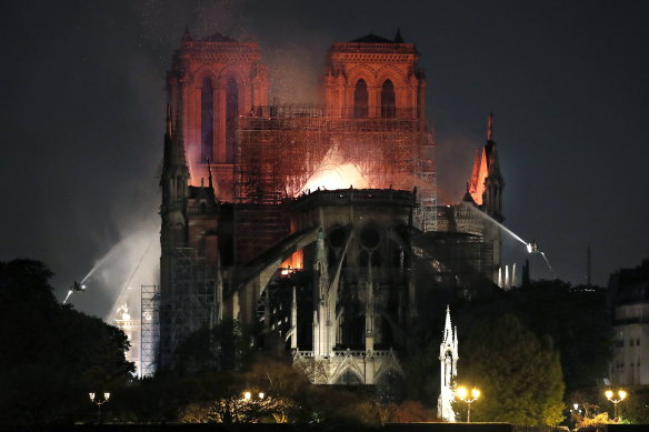 Fire engulfs Notre-Dame in 2019.
