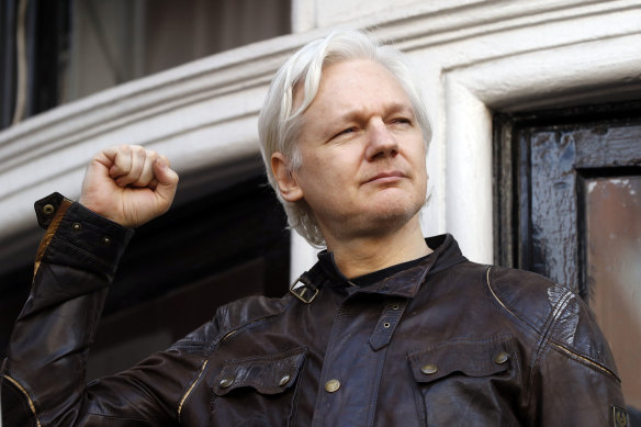Julian Assange, pictured in 2017, at the Ecuadorian embassy.