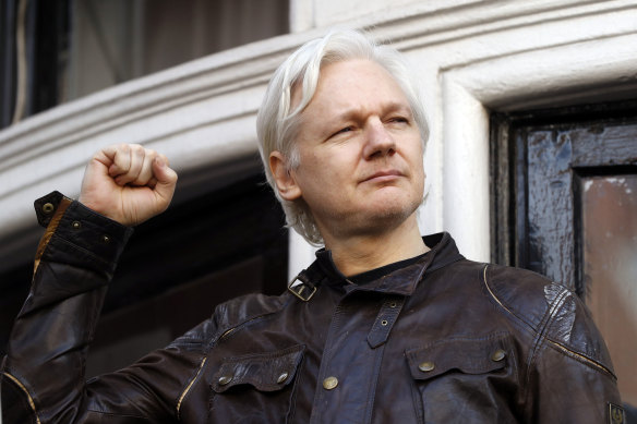 Julian Assange at the Ecuadorian embassy in London in 2017.