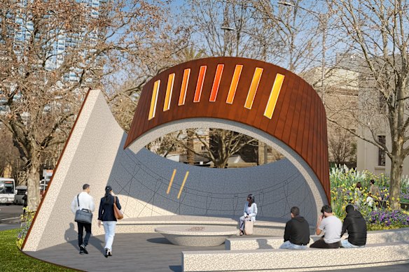 A close look artist impression of a memorial to workers killed at work.