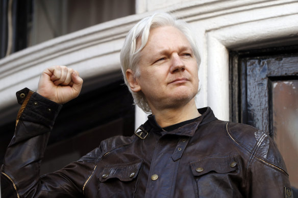 Julian Assange, pictured in 2017 at the Ecuadorian embassy in London.