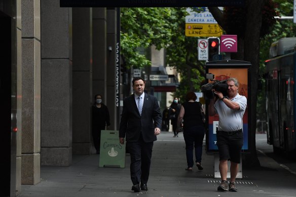 Stuart Ayres arrives at the ICAC on Friday.