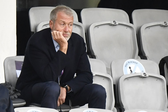 Roman Abramovich in the stands at Stamford Bridge.