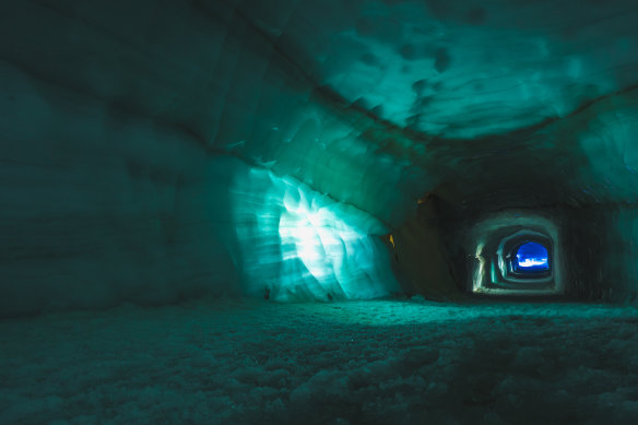 The world’s longest artificial ice tunnel, which runs 550 metres into Langjokull.