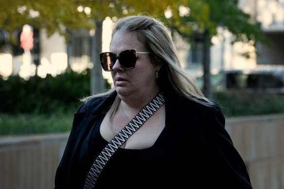 Kallista Mutten arrives at the NSW Supreme Court in Parramatta on Tuesday.