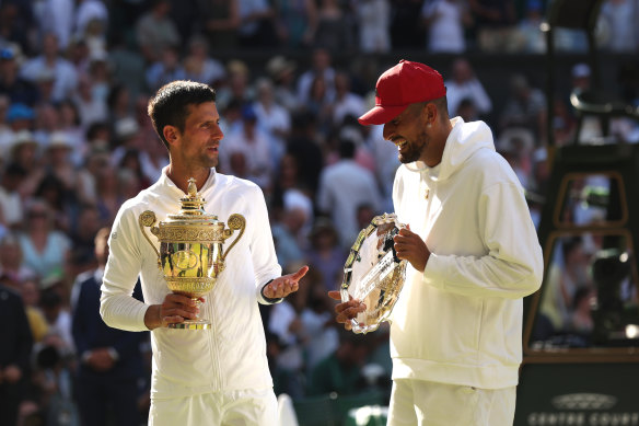 Nick Kyrgios pushed seven-time champion Novak Djokovic hard, but ultimately fell short.