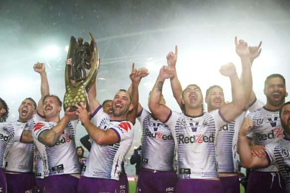 Melbourne Storm winning last year’s grand final.