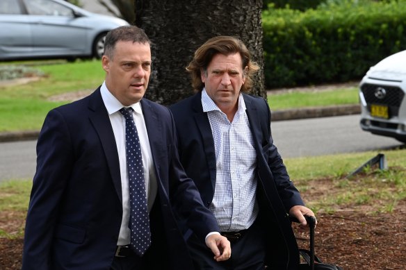 Former Manly Sea Eagles coach Des Hasler arrives at the Coroner’s Court for the Keith Titmuss inquest on Friday.