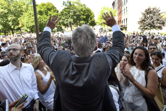 Robert F Kennedy jnr speaks at a rally outside the Albany County Courthouse this year.