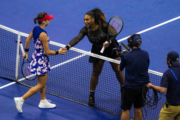 Tomljanovic with Serena Williams after beating her at the 2022 US Open. 