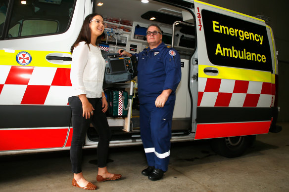 Nurse Grace Jones and NSW Ambulance paramedic Brian Parcell on Saturday.