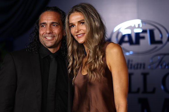Adelaide champion Andrew McLeod and his wife Rachael.