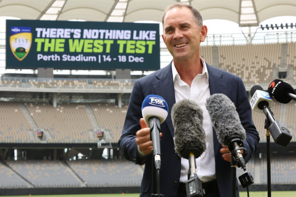 Justin Langer at Perth’s showpiece Optus Stadium.