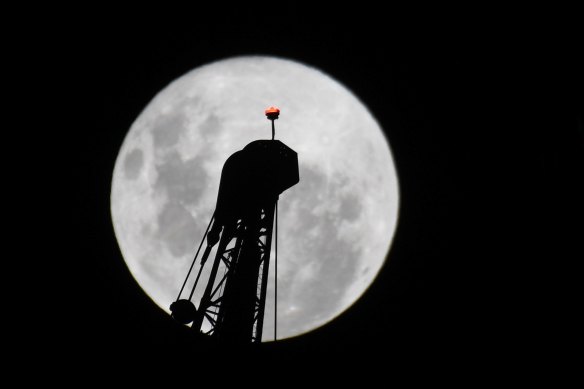 The supermoon over Melbourne on Tuesday night.