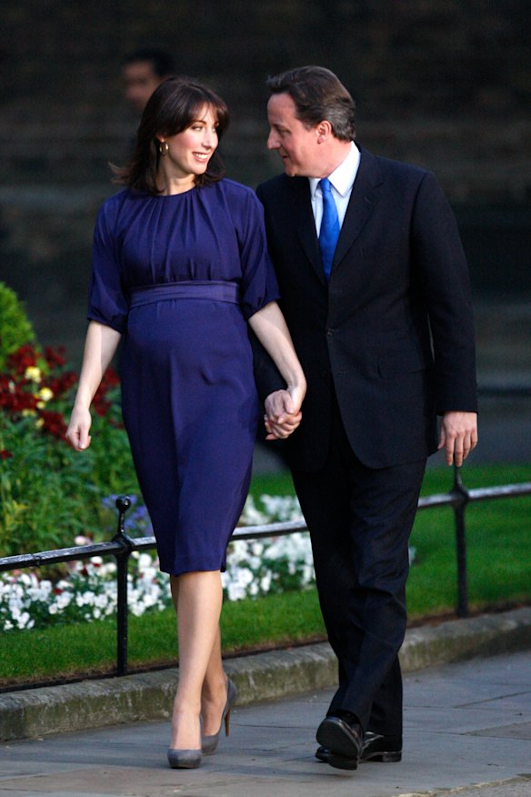 "Powerful moment": Samantha Cameron wears Emilia Wickstead on the night her husband, David Cameron, was elected British PM in 2010.