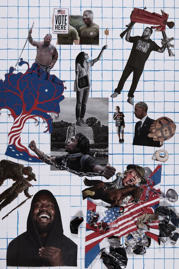 Untitled #4 (Political Collages), 2019 (detail).