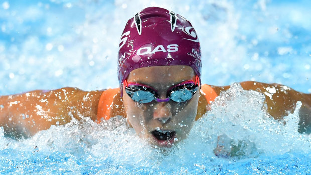 Emma McKeon wins  the final of the women’s 100m butterfly at  Australian swimming trials.