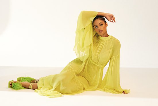 Lee Mathews dress, $1049. Eres bra, $615, and briefs, $345. Zara 
shoes, $219.