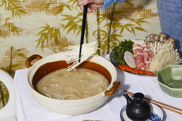 Bone broth hotpot has endless possibilities, depending on what you dunk in.