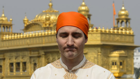 Justin Trudeau at the Golden Temple in Amritsar, India.