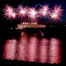 Australia Day fireworks over the National Library of Australia.
