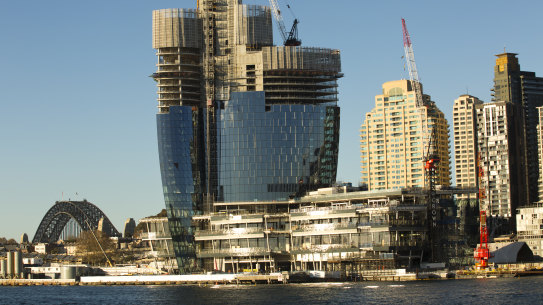 The Barangaroo casino and residential tower are well on the way to being built.

