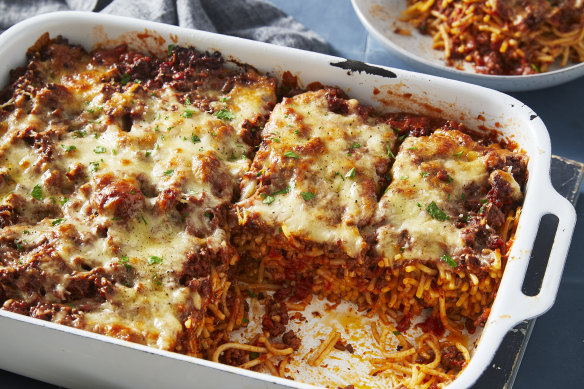 RecipeTin Eats’ bolognese pasta bake can be assembled like a lasagne or in individual dishes.
