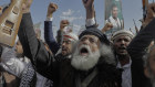 Houthi supporters chant slogans and hold pictures of Abdul Malik al-Houthi, the leader of the Houthi movement, during an anti-US and anti-Israel rally in Sanaa, Yemen.