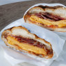 Walrus cafe’s bacon, egg and cheese sandwich.
