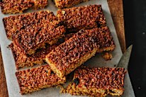 Coconut and sour-cherry flapjacks.