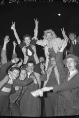 "The joy became infectious." Revellers at Kings Cross, Sydney on May 8, 1945