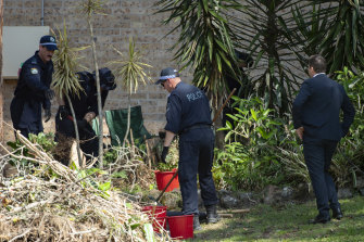 Police search the gardens at the house from which William disappeared.